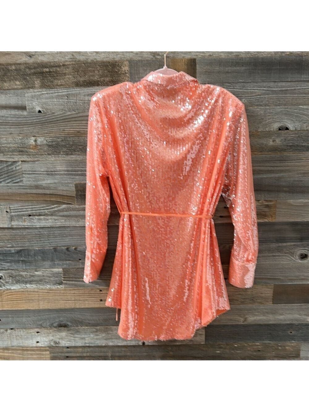 Nookie Oracle Peach Sequin Shirt Dress Size Small NWT - Picture 7 of 12